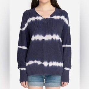 Johnny Was Tie Dye Pullover Knit V-Neck Sweater in Indigo - Size M
